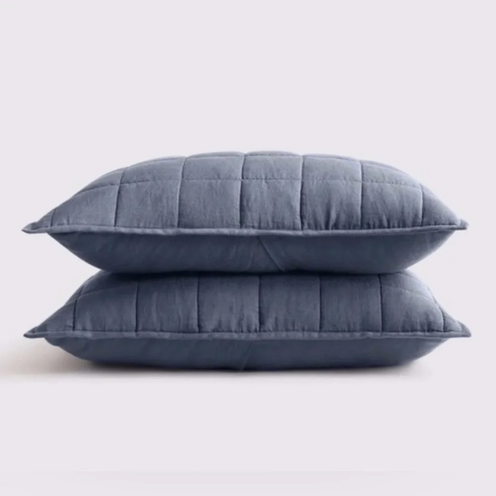 NWOT Quince European Linen Box Quilted Standard Sham Set in Nightfall